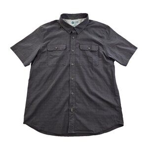 Sierra Designs Tech Shirt Men's XL Gray Textured Short Sleeve Button Up Gorpcore